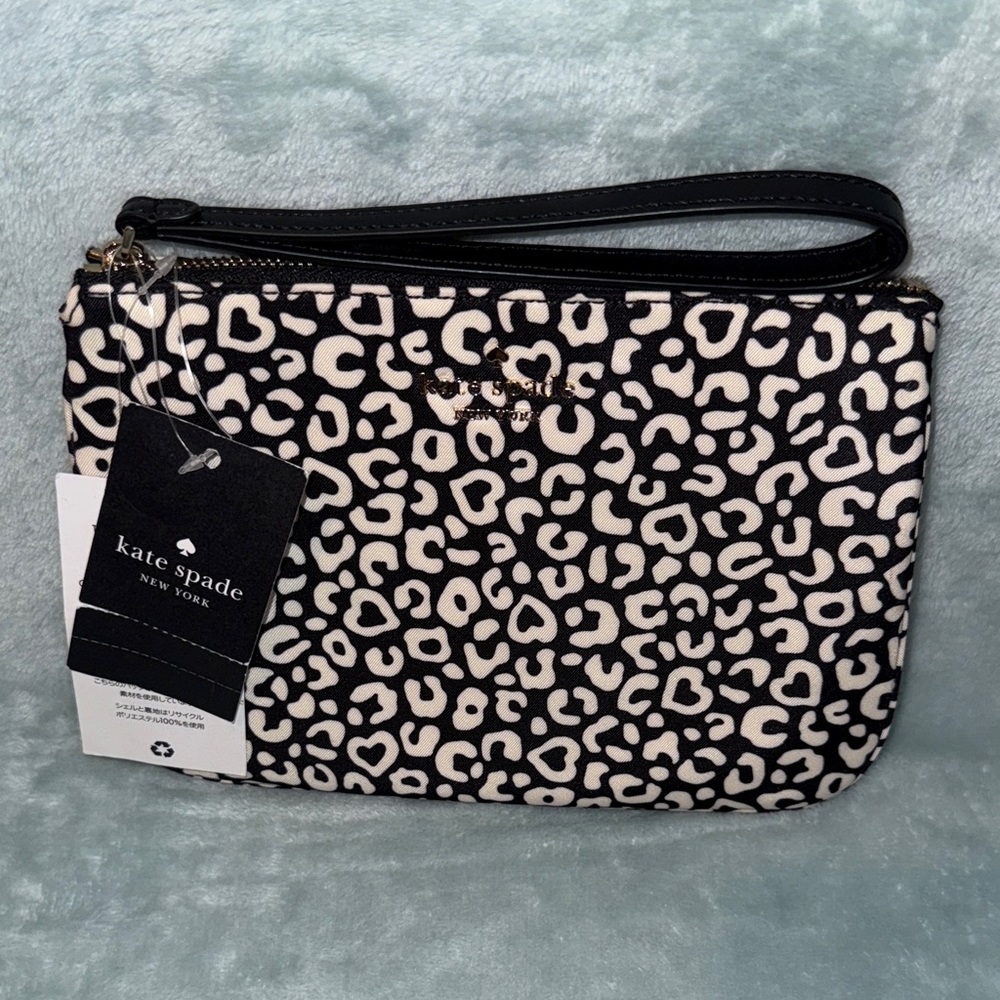 kate spade Black and White Animal Print Wristlet